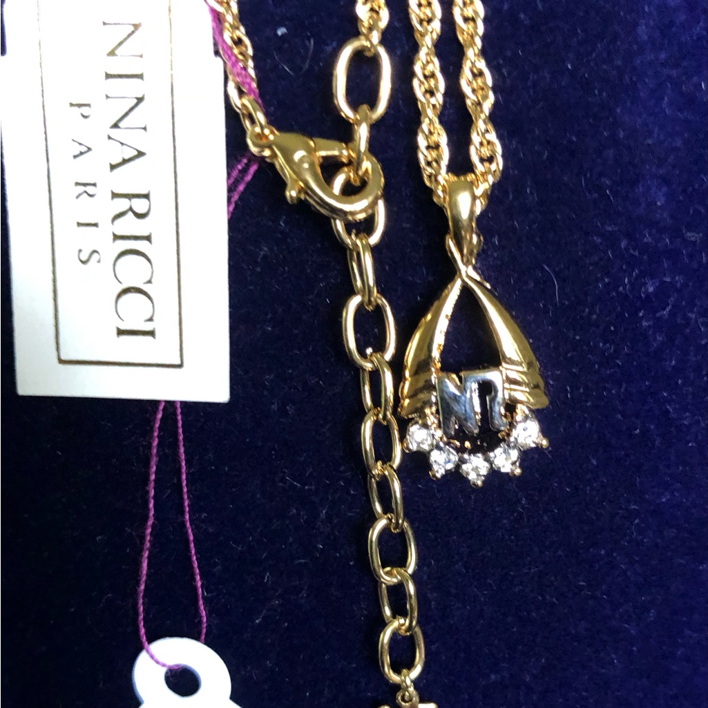 Nina Ricci Teardrop Gold And Silver Necklace With Crystal Accents Nwt 79$